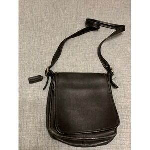 Coach Black Leather Crossbody Shoulder Bag Messenger Flap 9144